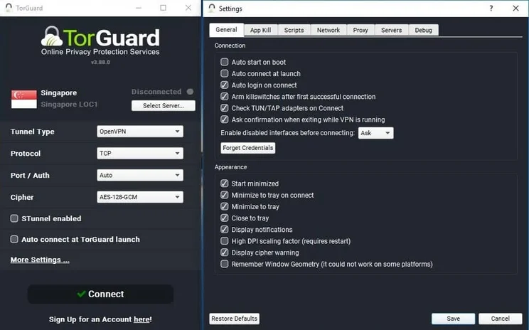 Torguard Settings