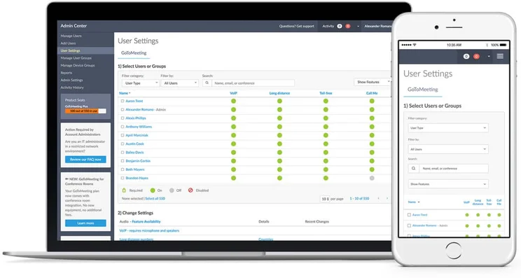 GoToMeeting user settings