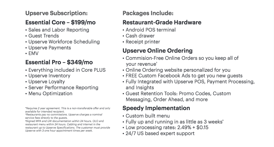 Upserve Essential Core terms