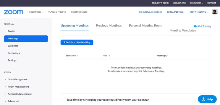 Zoom homepage
