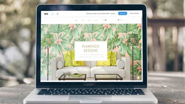 laptop displaying wix website template