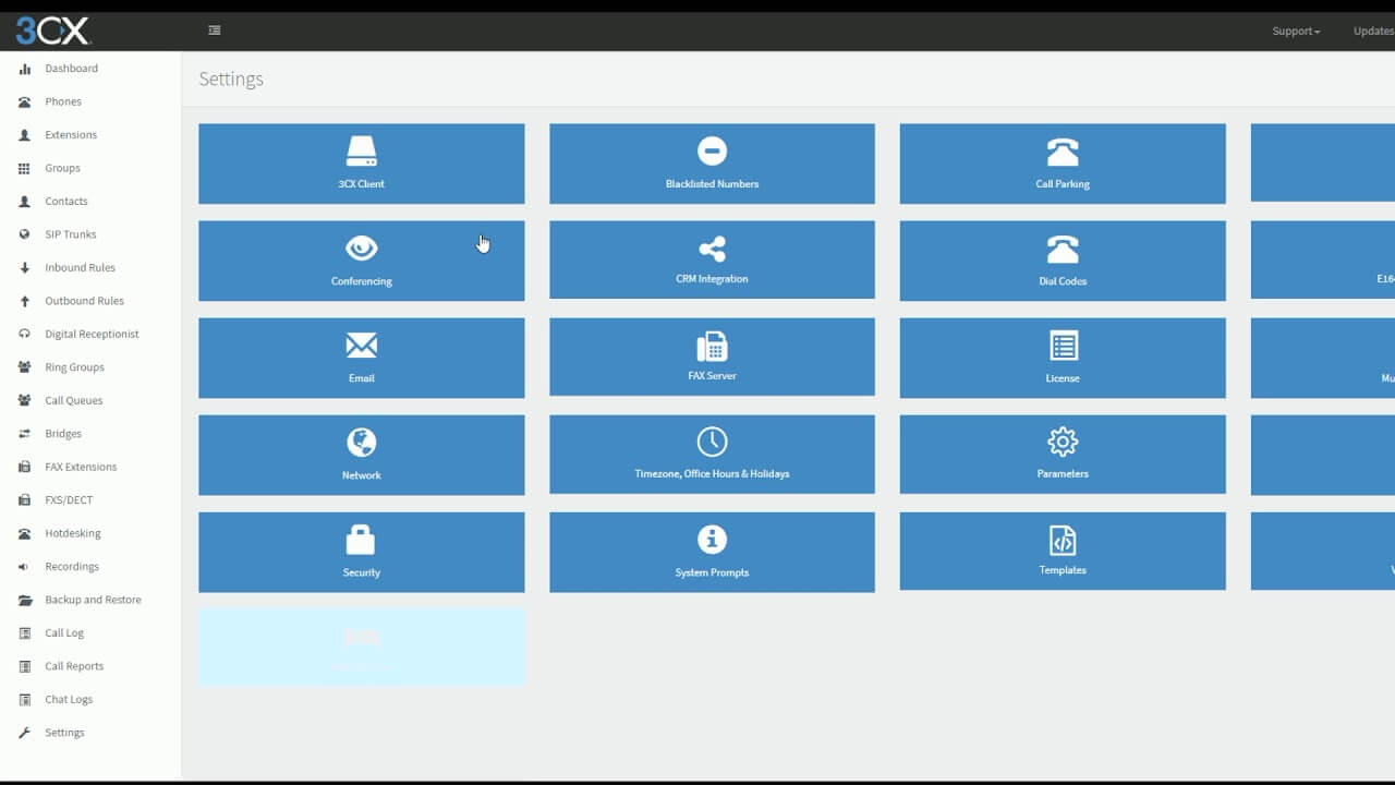 3CX phone system software settings