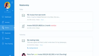 Screenshot of FreshBooks clients interface in software