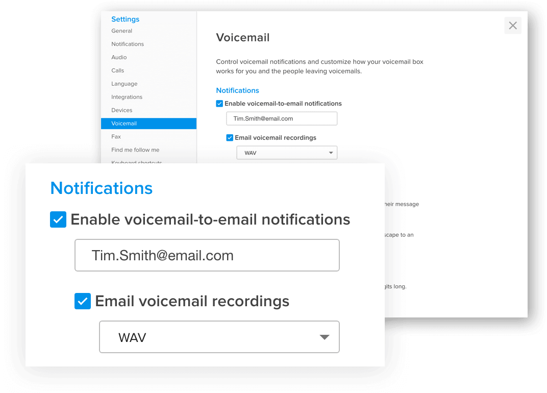 GoToConnect voicemail to email