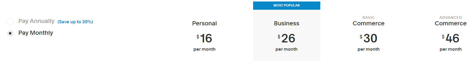 squarespace pricing