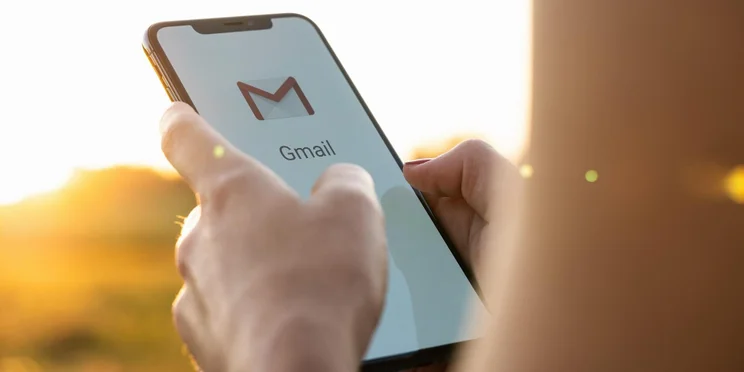 Gmail on iphone in sunset like setting