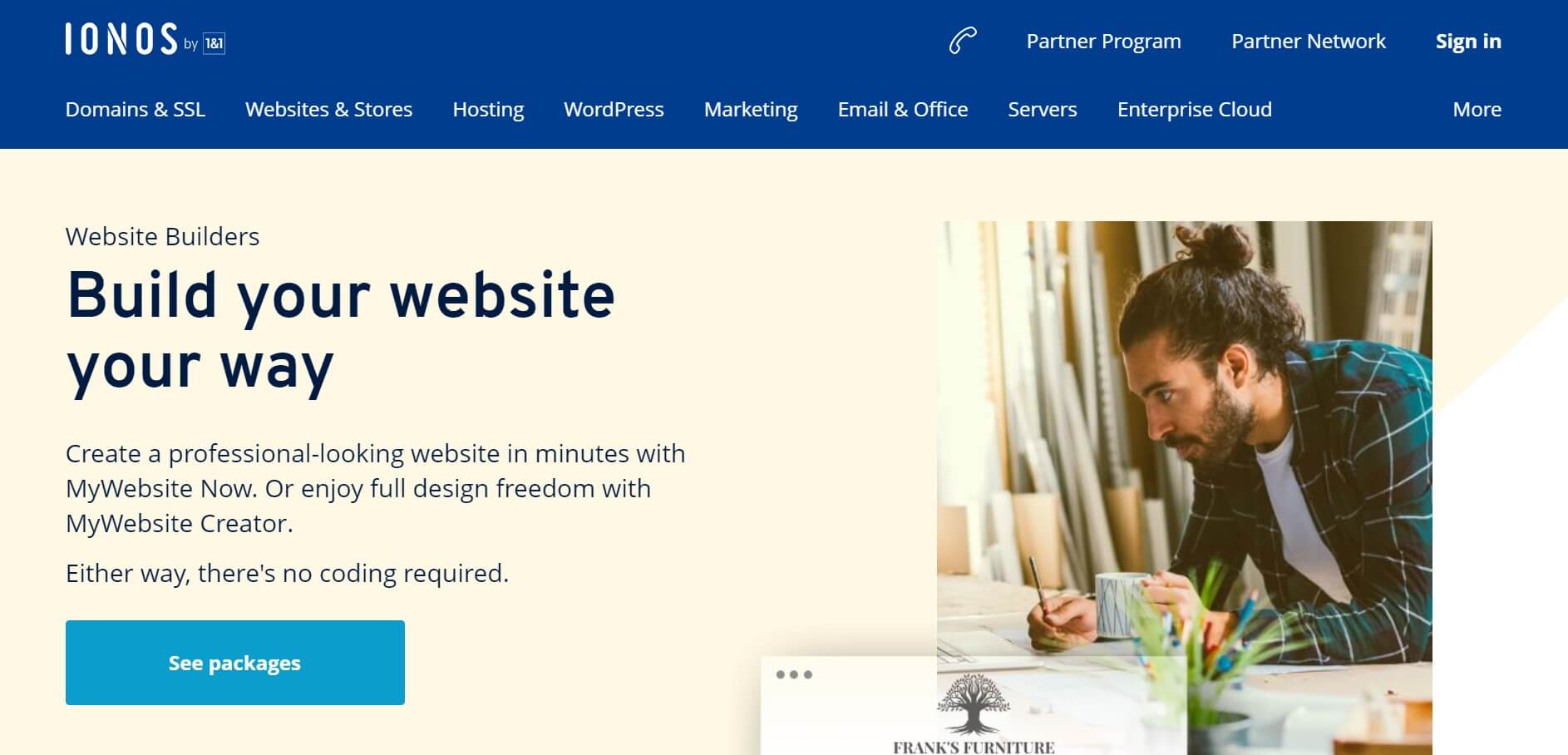1 and 1 Ionos website builder example