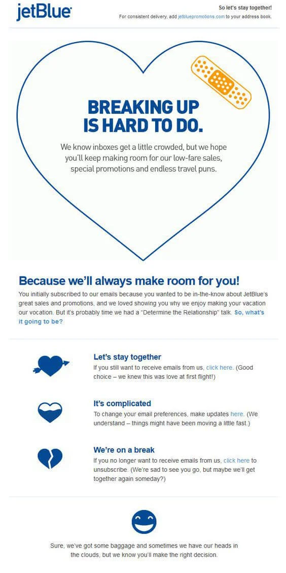 JetBlue Unsubscribe