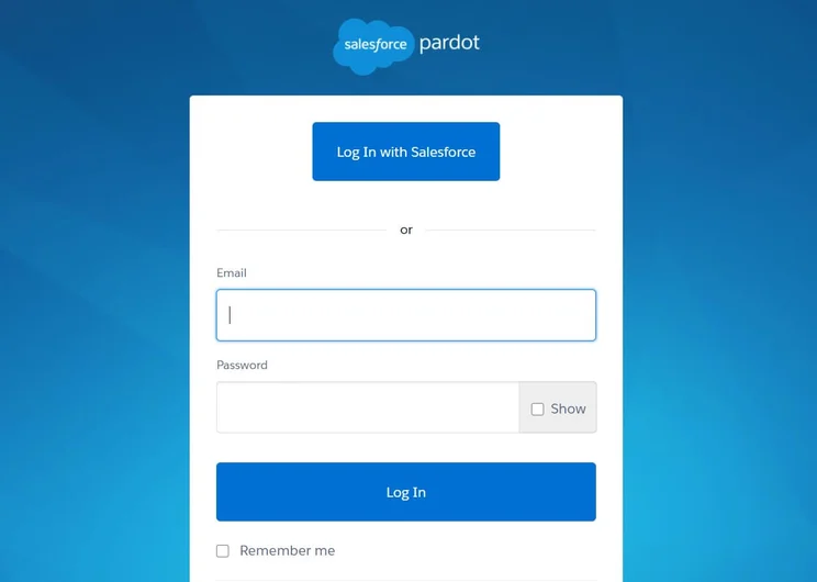 Salesforce Pardot login page