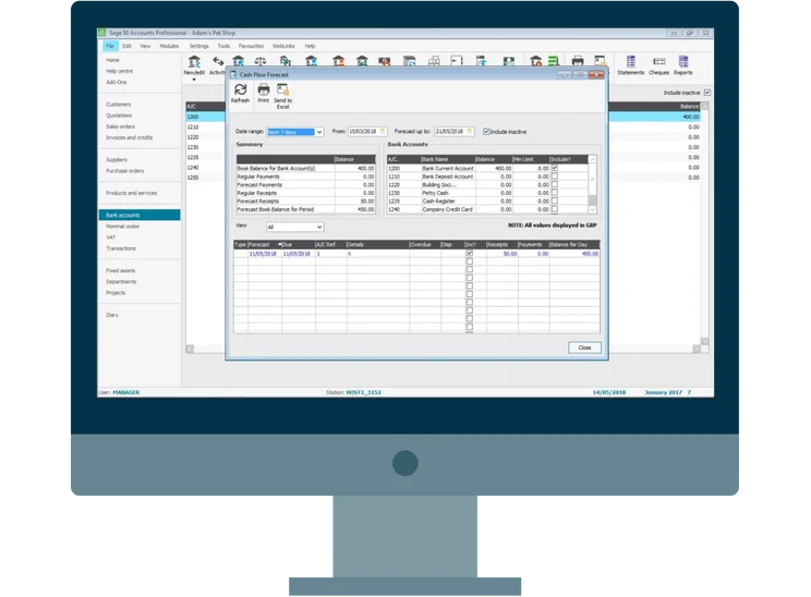 Sage 50cloud: cash flow forecast