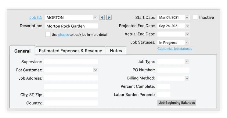 Sage 50cloud Job Costing
