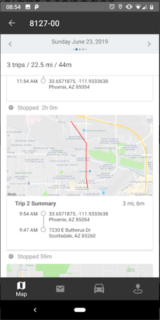 gps insight app trip summary