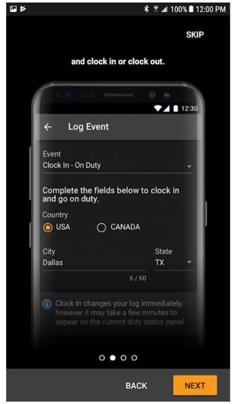 HoursGo mobile app: Log event
