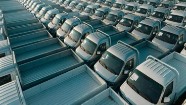 Many rows of trucks