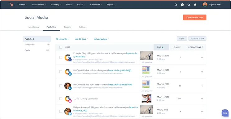 Hubspot Social Media Monitoring