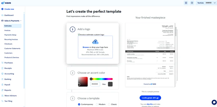 Wave Accounting: Estimate template