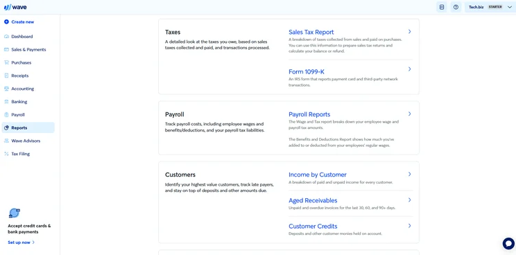 Wave Accounting reports
