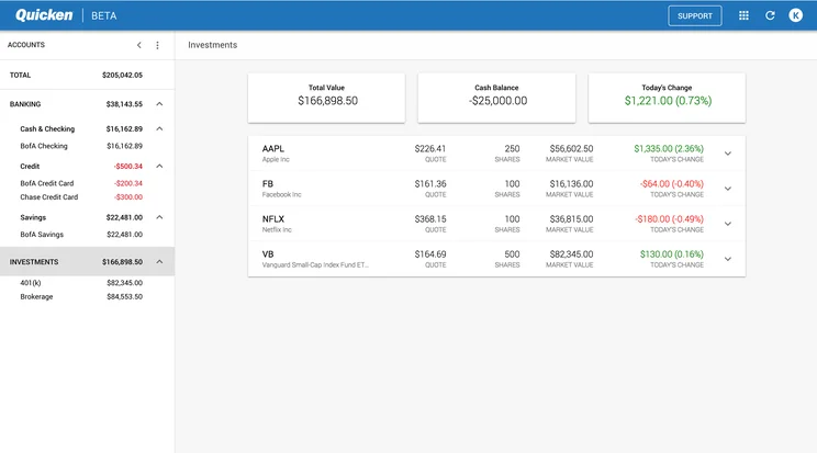 Quicken accounting: Investments