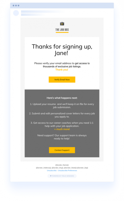 SendGrid Template Signup