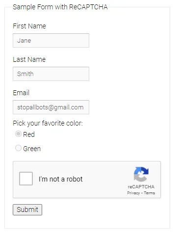 recaptcha form