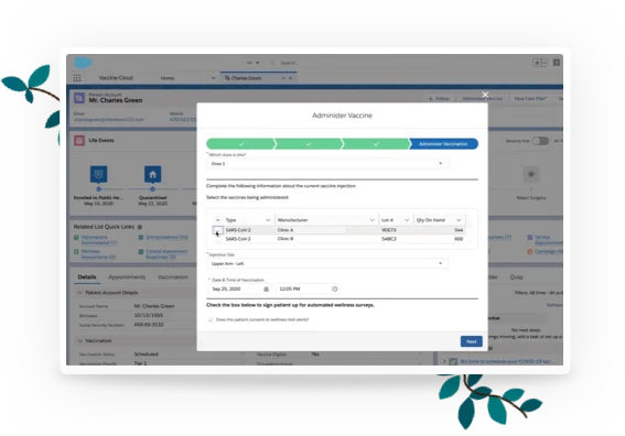 Salesforce Vaccine Cloud - Scheduling Capabilities - Software Screenshot