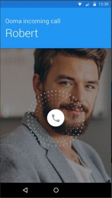 ooma mobile app showing incoming call