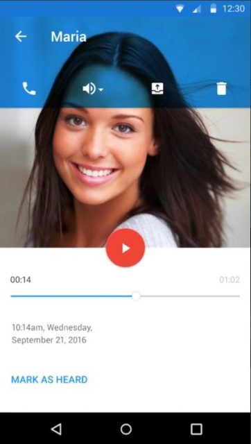 Ooma mobile app showing audio