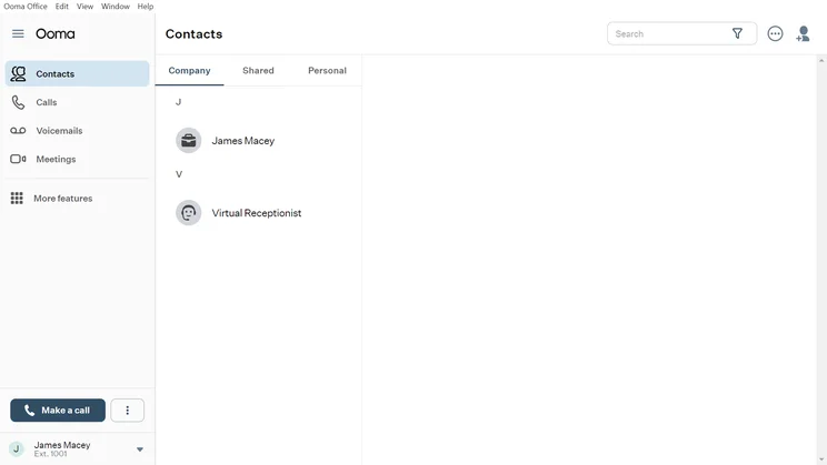 Ooma homepage dashboard