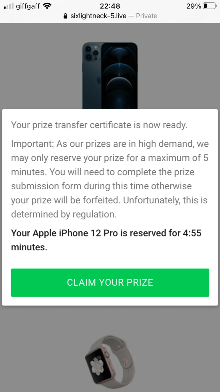 iPhone 12 scam giveaway