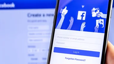 Facebook login on phone screen