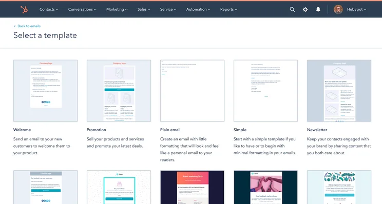 HubSpot email marketing templates