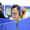 Man on VoIP phone