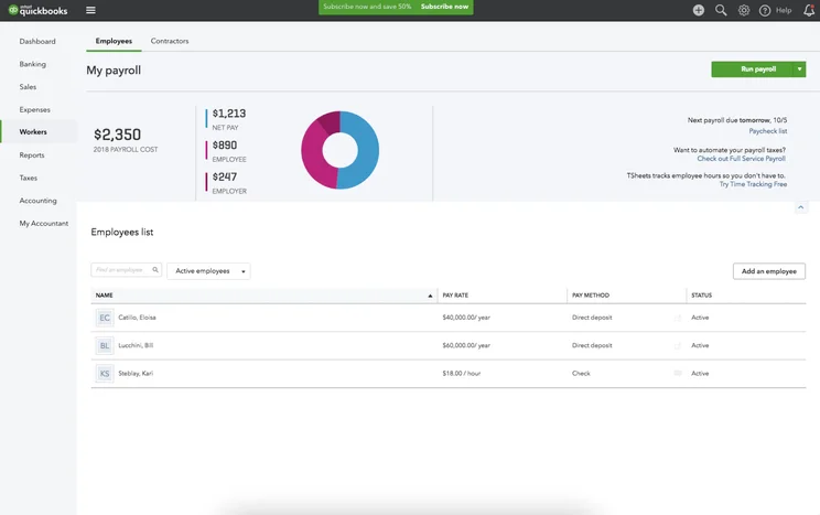 QuickBooks Dashboard