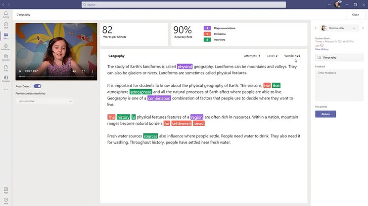 Microsoft Teams Reading Progress