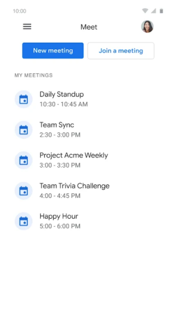 Google Meet Schedule