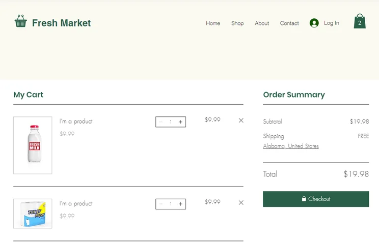 wix checkout page