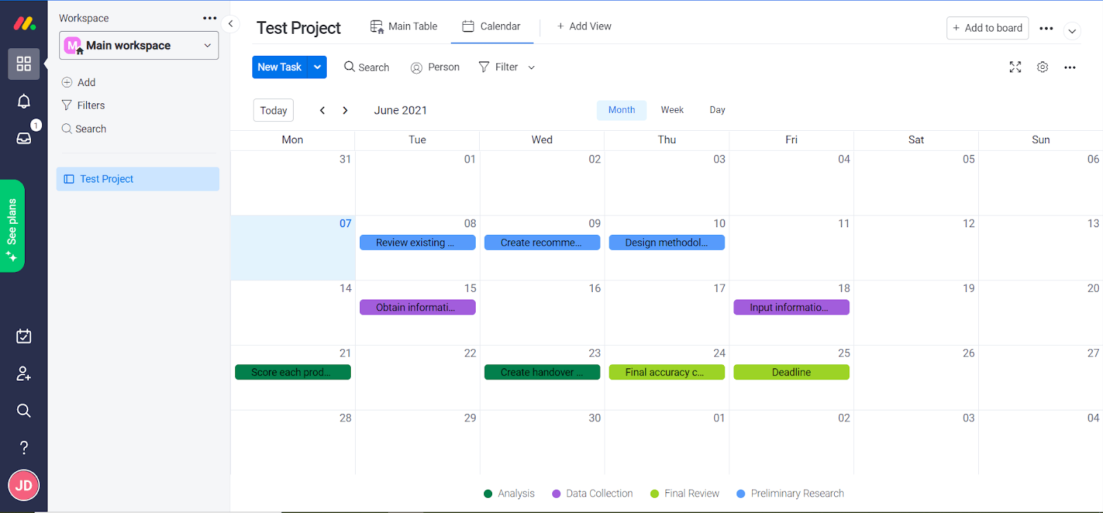 monday Calendar
