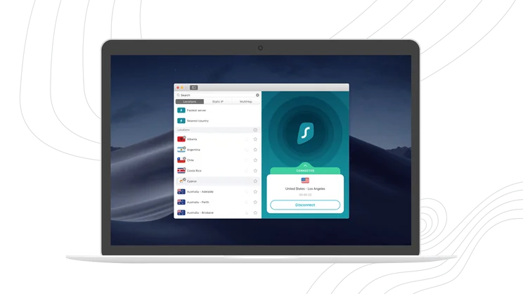 Surfshark Computer status connected screenshot