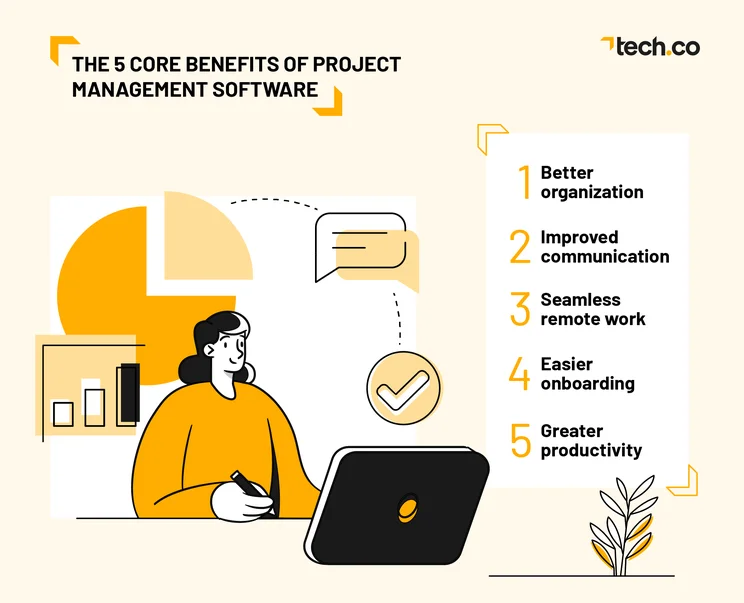 Graphic showing benefits of project management software