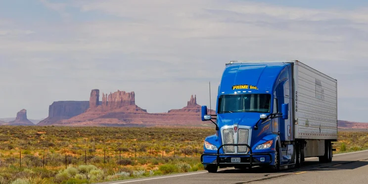A truck using fleet management.