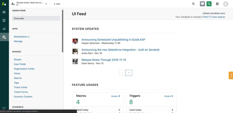 Zendesk UI Feed