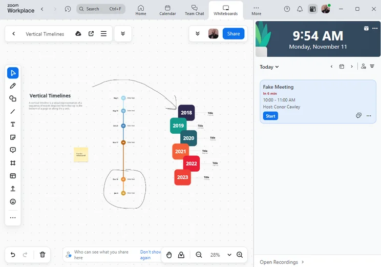 Zoom Whiteboard interface. Source: Tech.co testing