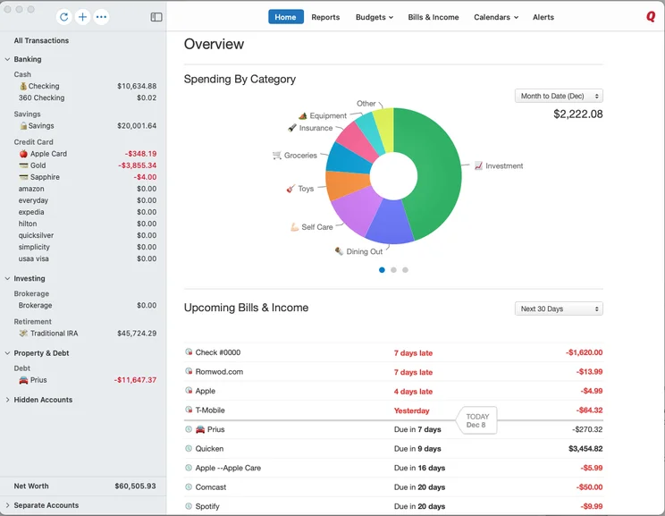 Quicken Deluxe: Expense overview