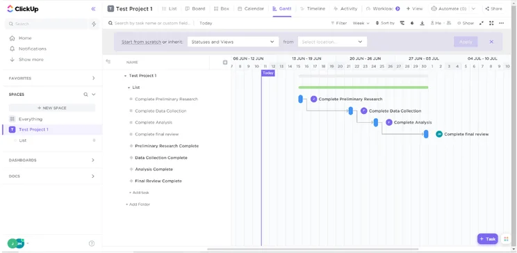 ClickUp gantt chart