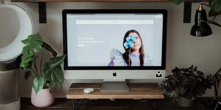 Squarespace website open on a Mac computer