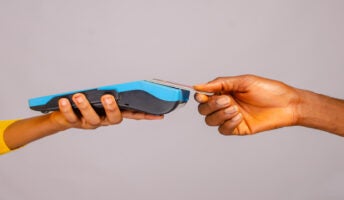 Person paying by card