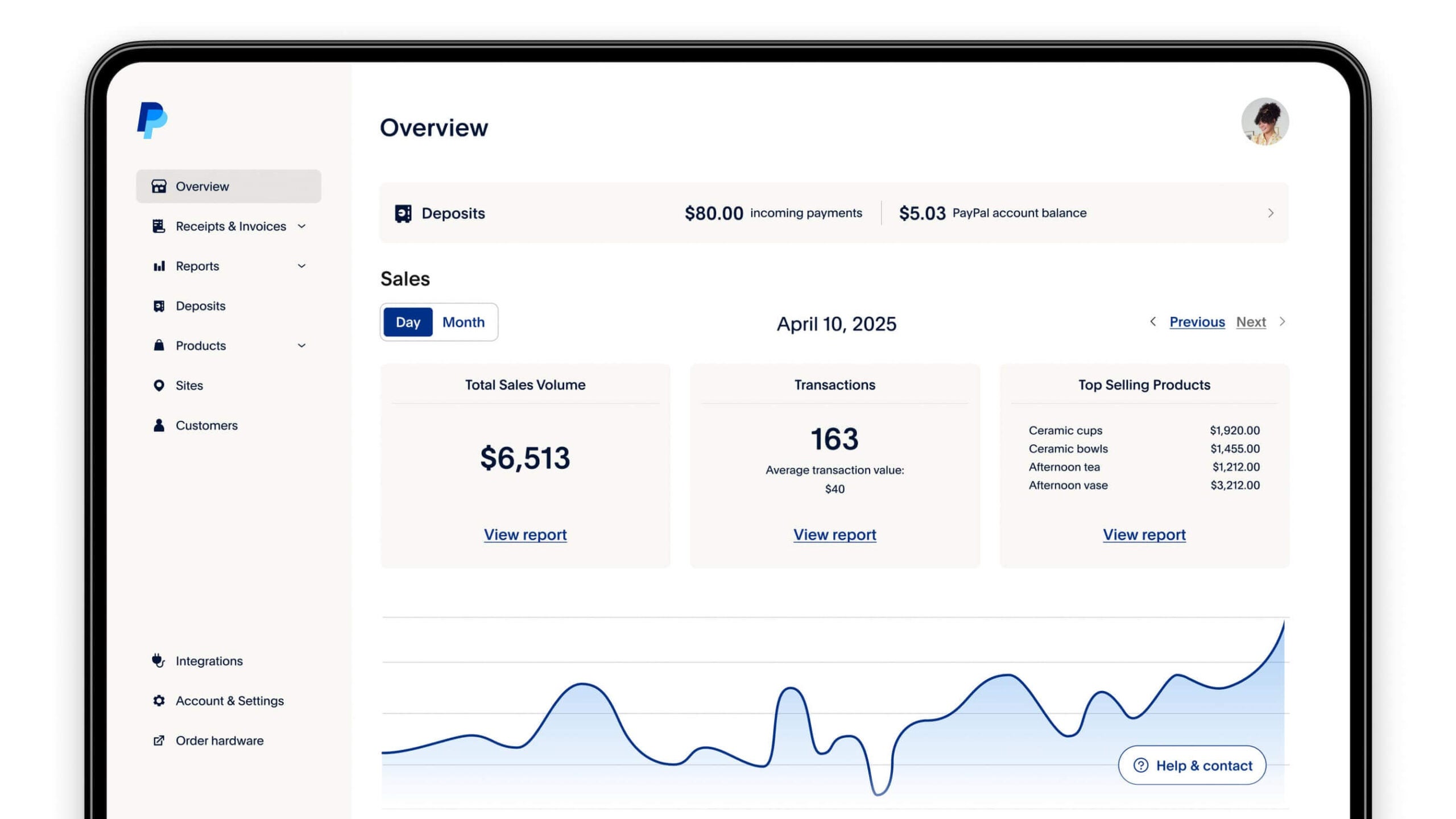 PayPal POS system on desktop