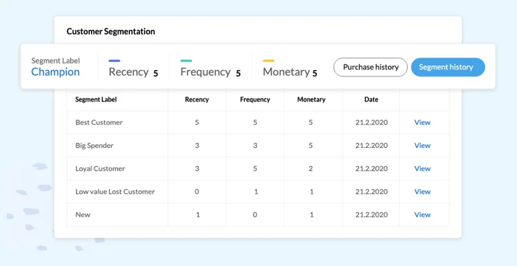 Screenshot of Zoho's Customer Segmentation feature