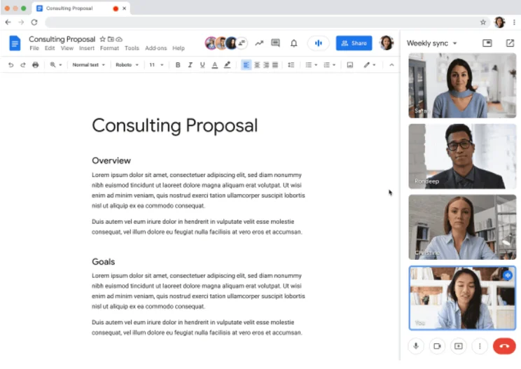 Google Doc/Meet Update Screenshot