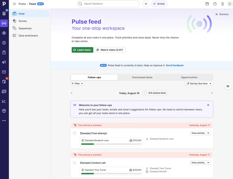 Pipedrive Pulse Feed